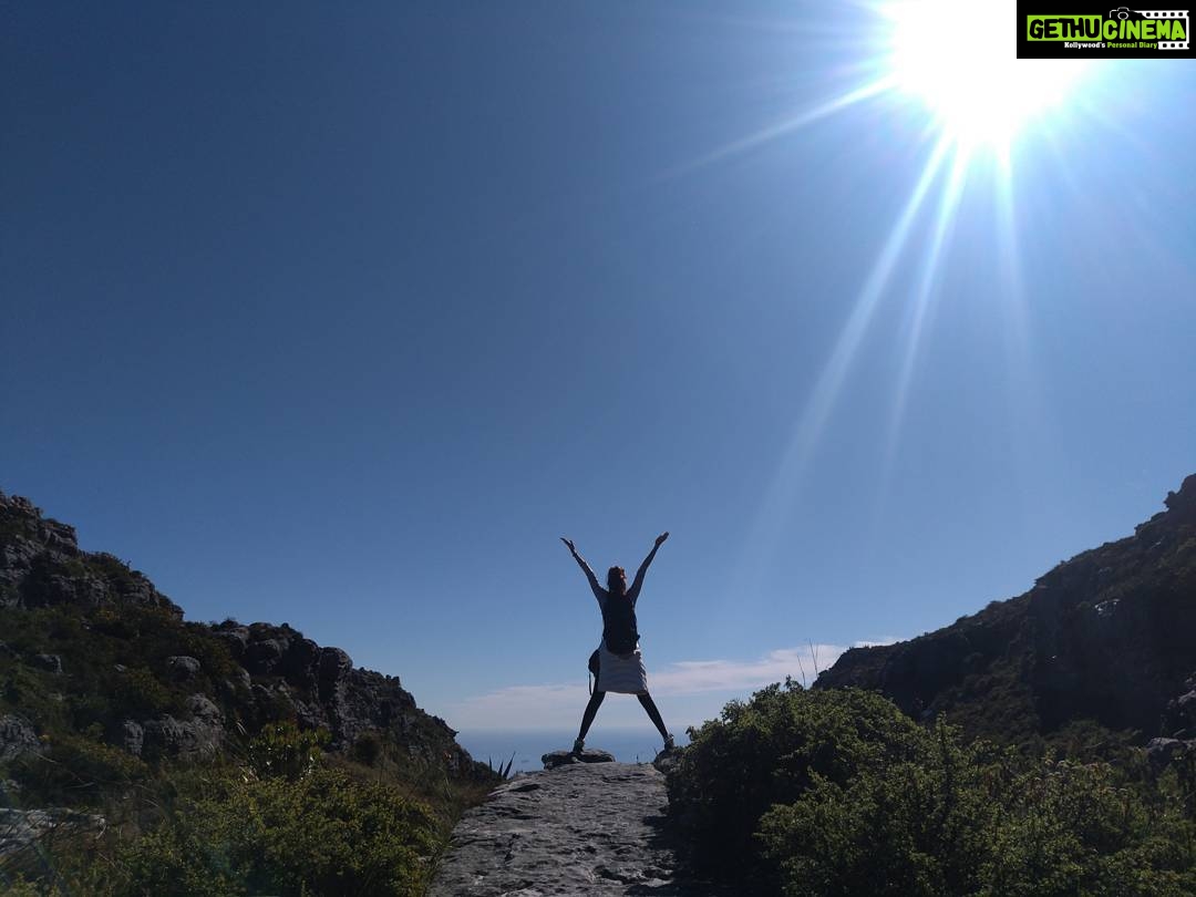 Rhea Chakraborty Instagram - I'm on top of the world ! Table mountain , Capetown . Photo courtesy - my hiking superstar partner @shraddhakapoor #wedidit #winners #rheality