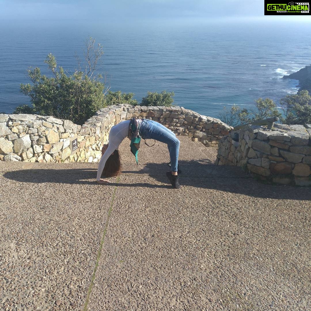 Rhea Chakraborty Instagram - Opening my heart chakra at cape point , amidst nature ! #chakrasan #rheality ( sounding like @pixielammy ) thankuou for teaching me ! 😘
