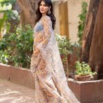 Rhea Chakraborty Instagram - Every little normal thing, gives me happiness. #sareelove #normalcyisunderrated 🤍 #rhenew #gratitude 🙏 Styled by - @sanamratansi Outfit- @baisegaba Earings- @neetaboochrajewellery Photography - @dieppj
