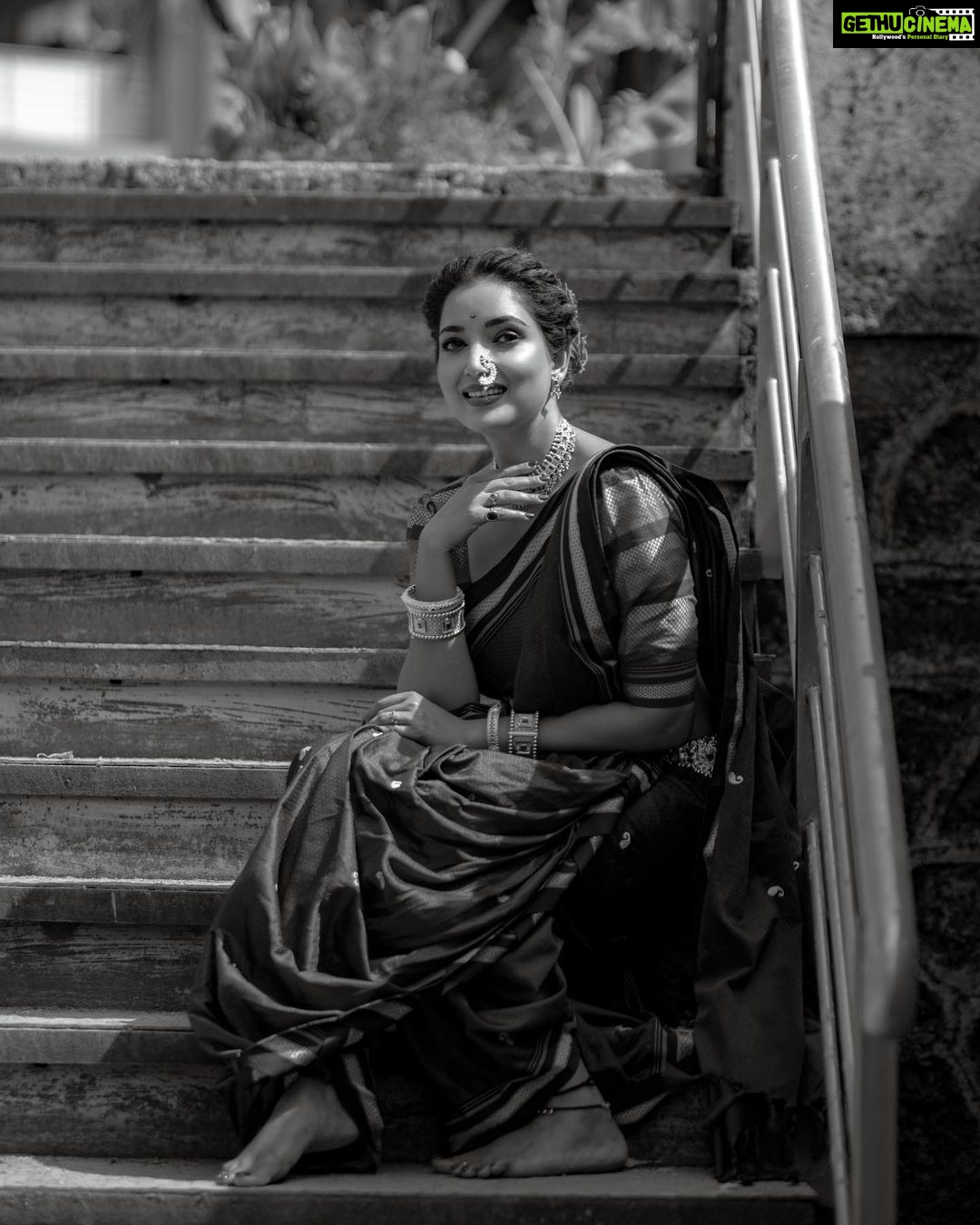 Rupali Bhosale Instagram - What I like about black-and-white photographs is that they re more like reading the rook than seeing, the movie ~ RuMi ~ Hair by @ruksar__99 Saree by @aaishvy_designs Jewellery by @jizajewellerystudio Makeup by ππ»ββοΈ Clicked by @ashayrtulalwar . . . . . . #FestiveVibes #SareeLove #LifeIsBeautiful #Saree #Traditional #GratitudeAttitude #TeamWork #TuesdayVibes #RupaliBhosle #RockingRupali #RupaliWinningHearts #KeepLoving #AaiKutheKayKarte #Sanjana π§Ώ