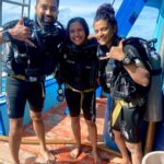 Saiyami Kher Instagram – Bliss 💙 Here’s to deeper dives and deeper friendships. 

@madhur.patil @aamirrj01