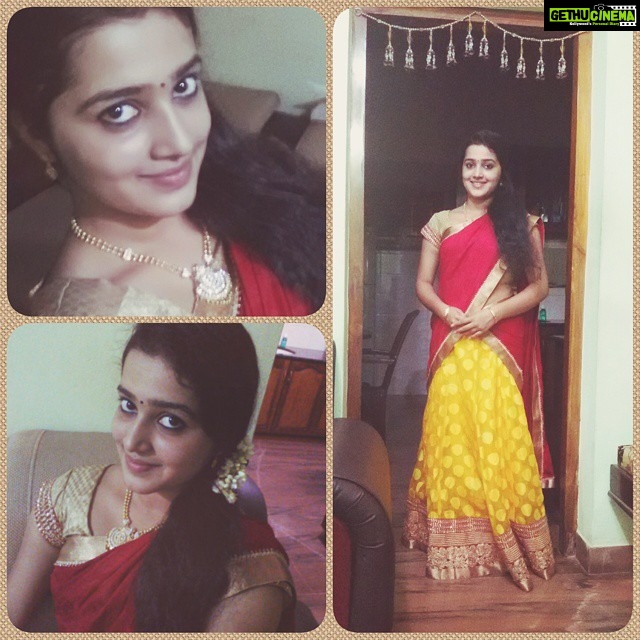 Samskruthy Shenoy Instagram - #traditional #halfsaree #love #jewels #flowers #selfie #newlook #favorite #red #thanks #20k #likes Thanks for all the love and support guys...