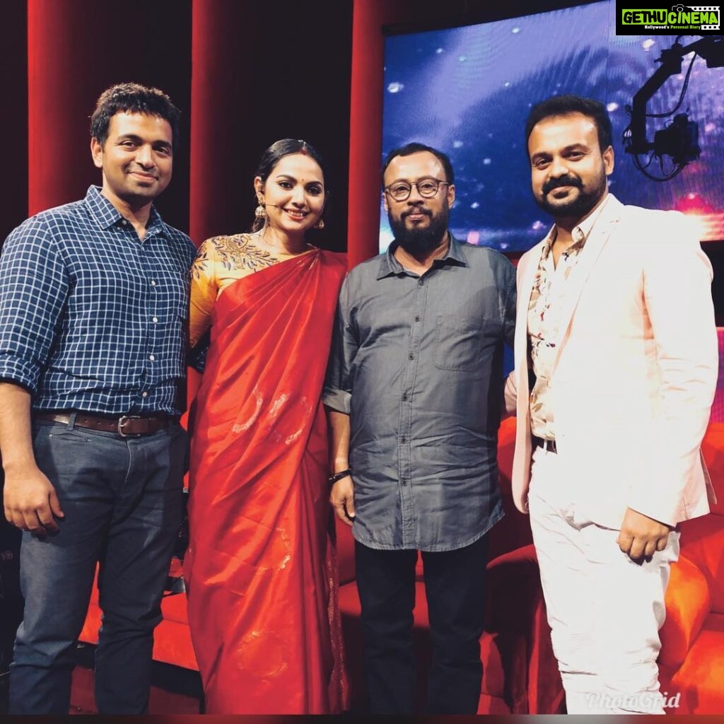 Samvrutha Sunil Instagram - At work with him♥️ #firsttimeeverwithhubby #nayikanayakan #chackochan #laljose #mazhavilmanorama