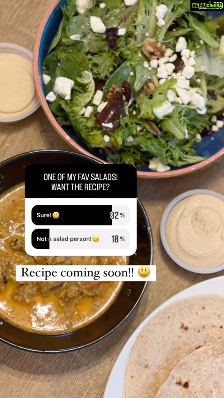 Samvrutha Sunil Instagram - Easy peasy salad recipe: Extra virgin olive oil- 2 Tbsp Balsamic Vinegar- 1 Tbsp ( if not available use lemon juice) Honey- a few drops ( use a lil more if you like tangy and sweet flavor in your salad like me) Salt and pepper- a pinch Cranberries and walnut- as needed ( you can use any nuts here also raisins as substitute for cranberries) Feta cheese- as per taste ( so if feta is not available you can use Parmesan or fresh mozzarella or even burrata) but feta makes it better! ;) PS: This a very versatile base of the salad. You can add chicken or shredded fish or boiled egg or even quinoa to make it a protein rich complete meal! Enjoy!