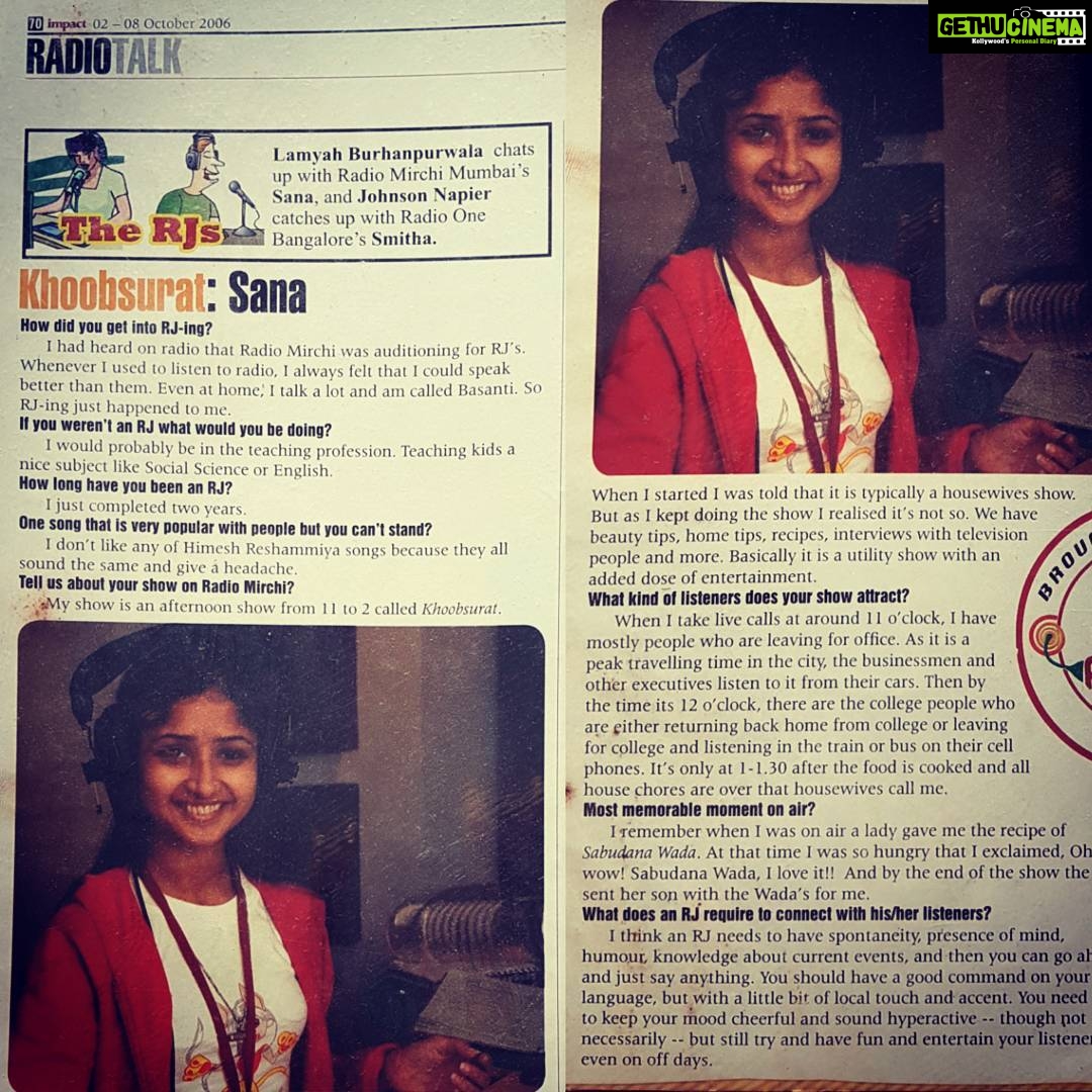 Sana Amin Sheikh Instagram - Found something worth saving.. My first ever interview for a Magazine.. as a Radio Jockey in 2006. #naivety #Adolescence #FirstJob #RadioJockey #RJ #SanaAminSheikh