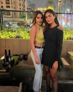 Sana Makbul Instagram - When Dubai makes us meet, we know the city is going down with our madness ! 👯‍♀️❤️ . . . #nikkitamboli #sanamaqbool #dubai #dubailife #madness