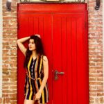 Sanjana Sarathy Instagram - Always had a thing for vibrant doors 😍 . . 📸 : @vatsavage :) . @lp_2096 @vishnupriya_ravi : this outfit 🥺 thank youuuuu! . . #ferrari #ferrariworld #best #vacay #vacaymode #holiday #chilling #vibes ♾