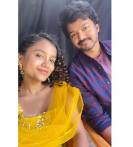 Sanjana Tiwari Instagram - I just want to capture and frame these moments in my memory and my life and cherish it forever! 
To have had the privilege and honour of sharing screen space with you, Vijay Sir, is one of the greatest achievements I’ll ever have! ❤️ That too, to have debuted in YOUR movie, still feels like a dream!
You became more than just a favourite actor to me through this journey- an impeccable person to have known! I’ll carry this respect and love for you indefinitely! 💕 

Lastly, hugeeee thanks to @varshacasts for having been the very first and main reason for making this happen! Thank you for believing in me and being suchhha supportive system throughout ❤️

#varisu #thalapathy #thalapathyvijay