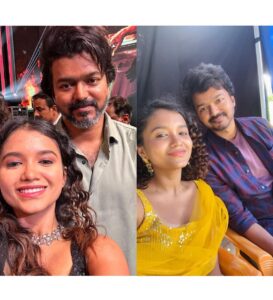 Sanjana Tiwari Instagram - I just want to capture and frame these moments in my memory and my life and cherish it forever! 
To have had the privilege and honour of sharing screen space with you, Vijay Sir, is one of the greatest achievements I’ll ever have! ❤️ That too, to have debuted in YOUR movie, still feels like a dream!
You became more than just a favourite actor to me through this journey- an impeccable person to have known! I’ll carry this respect and love for you indefinitely! 💕 

Lastly, hugeeee thanks to @varshacasts for having been the very first and main reason for making this happen! Thank you for believing in me and being suchhha supportive system throughout ❤️

#varisu #thalapathy #thalapathyvijay