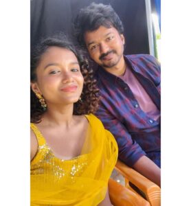 Sanjana Tiwari Instagram - I just want to capture and frame these moments in my memory and my life and cherish it forever! 
To have had the privilege and honour of sharing screen space with you, Vijay Sir, is one of the greatest achievements I’ll ever have! ❤️ That too, to have debuted in YOUR movie, still feels like a dream!
You became more than just a favourite actor to me through this journey- an impeccable person to have known! I’ll carry this respect and love for you indefinitely! 💕 

Lastly, hugeeee thanks to @varshacasts for having been the very first and main reason for making this happen! Thank you for believing in me and being suchhha supportive system throughout ❤️

#varisu #thalapathy #thalapathyvijay