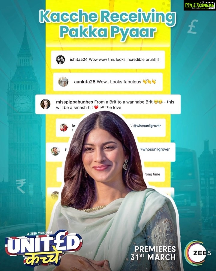 Sapna Pabbi Instagram - Aise hi aapka pyaar bana rahe, toh main toh UK kya Mars jaakar bhi pakka bann jau! #UnitedKaccheOnZEE5 premieres 31st March only on #ZEE5 #KaccheSePakke Directed by @manav_shah90 @zee5 @whosunilgrover @manurishichadha @nickhilist @nayanidixitt @dikhchyaoon @nilukohli @poojan_chhabra #SatishShah @manav_shah90 @dharampal.thakur @vikrammehra30 @sidakumar @nakli_photographer @ashishmehra03 @akshay_valsangkar @parth_ahuja__ @yoodleefilms @drzeusworld @manojsabharwal786 @manish_kalra @nimishalok @iamalihaji @khushmullick @imveer@ragster29 @khurramimdad @vineetmalhotra @zee5global