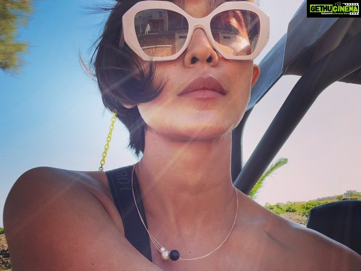 Sayani Gupta Instagram - Hair game at the back of a buggy Santorini, Greece