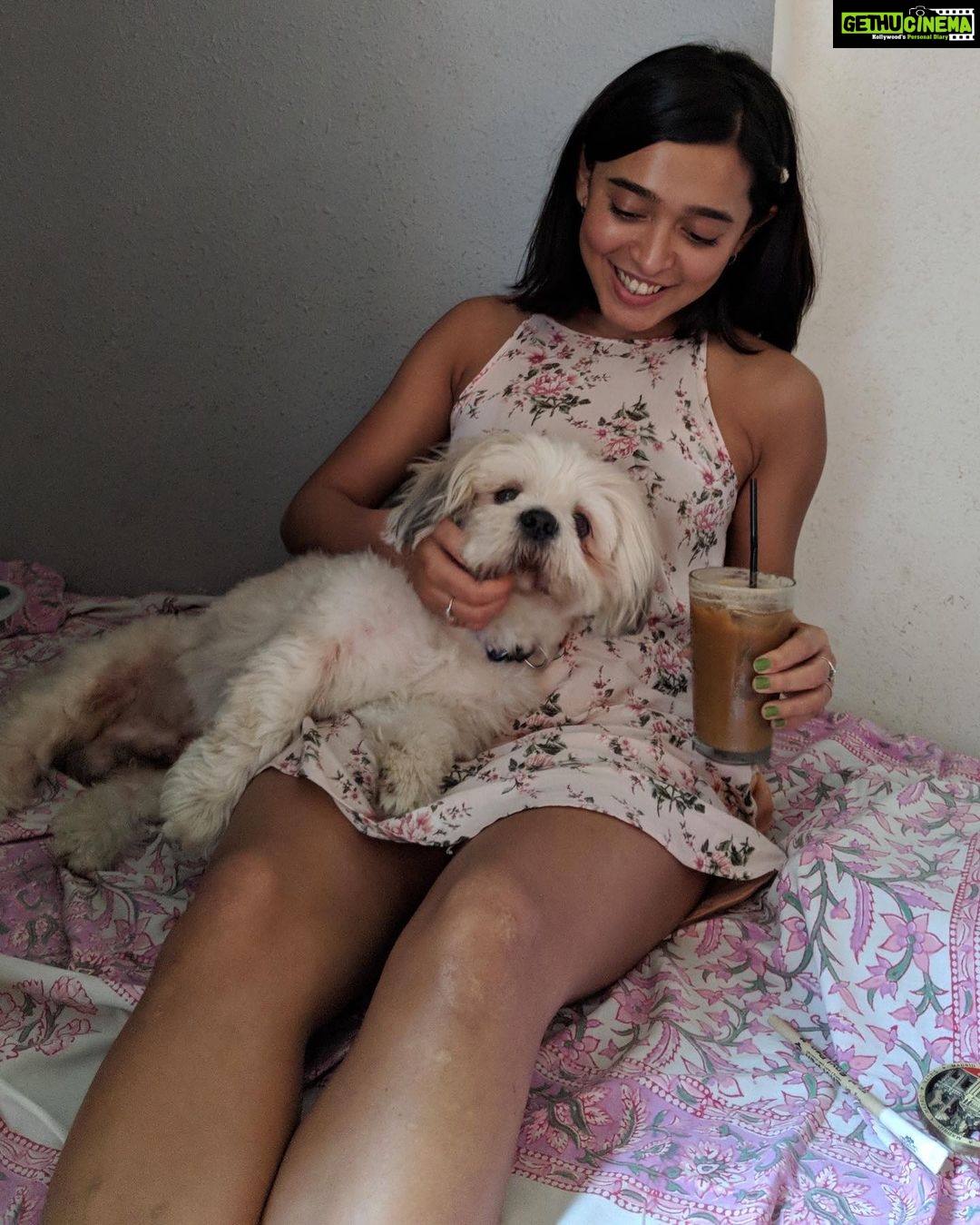 Sayani Gupta Instagram - 🐶 series During the much needed afternoon breaks in Delhi July heat during #axone Shoot days should have massage and 🐕 therapy for endorphins! At the @cultured_delhi that became our home/office/happy place! Thank you & miss you guys!