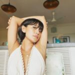 Sayani Gupta Instagram - @4moreshotspls Promotions Day Zoom Loved what @sitalmakeup did with the face! Keeping it bare with a fun eye! @paloshell added to the ease. I wore my Greek Dress and fishy necklace! And the light through the most parts of the interviews was insane! Had no photographer. But by the time I took these light was gone. It had only been 7 hours of talking!