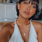 Sayani Gupta Instagram - @4moreshotspls Promotions Day Zoom Loved what @sitalmakeup did with the face! Keeping it bare with a fun eye! @paloshell added to the ease. I wore my Greek Dress and fishy necklace! And the light through the most parts of the interviews was insane! Had no photographer. But by the time I took these light was gone. It had only been 7 hours of talking!
