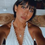 Sayani Gupta Instagram - @4moreshotspls Promotions Day Zoom Loved what @sitalmakeup did with the face! Keeping it bare with a fun eye! @paloshell added to the ease. I wore my Greek Dress and fishy necklace! And the light through the most parts of the interviews was insane! Had no photographer. But by the time I took these light was gone. It had only been 7 hours of talking!