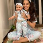 Shikha Singh Instagram – Twinning & winning the internet with these supercool pyjama sets by @nachtspree_by_namrata 💙🤍❤️