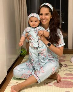 Shikha Singh Instagram - Twinning & winning the internet with these supercool pyjama sets by @nachtspree_by_namrata 💙🤍❤️