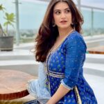 Shivaleeka Oberoi Instagram - Hello Indore!! 💙🦋 Hair and makeup: @nehaseehra Assisted by @aayushisonimakeup Styled by @d_devraj Assisted by @idarshishetty @stylebyishita Outfit - @maayera_jaipur @amigos.rizwan Heels- @Paioshoes Earings- @sangeetaboochra #KhudaHaafizChapter2AgniPariksha