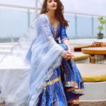 Shivaleeka Oberoi Instagram - Hello Indore!! 💙🦋 Hair and makeup: @nehaseehra Assisted by @aayushisonimakeup Styled by @d_devraj Assisted by @idarshishetty @stylebyishita Outfit - @maayera_jaipur @amigos.rizwan Heels- @Paioshoes Earings- @sangeetaboochra #KhudaHaafizChapter2AgniPariksha