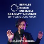 Shreya Ghoshal Instagram - “Sundari Pennae” was originally composed by the incredible D Imman Sir @immancomposer with lyrics penned by Yugabharathi 🙏🏼🎶❤️ The @berkleeindianensemble was super inspired by this composition in 5! When asked about the BIE x Shreya Ghoshal reinterpretation, @annette_philip shares, “We had taken some serious creative liberty, rhythmically, and were humbled by how much time Shreya Ji spent honoring the arrangement. Not only was she totally willing to experiment with the Ensemble, she took "Sundari Pennae" to new heights! To top it all, Shreya was so down to embody our grungy prog-rock inspired version of this Tamil song, she went an extra step for the video and sported a leather jacket!” One of the first singles released from “Shuruaat”, “Sundari Pennae” paved the way for a successful album launch and subsequent Grammy®️Nomination for Best Global Music Album. #berkleeindianensemble #shreyaghoshal #sgians #shreyaxBIE #biexshreyaghoshal #progrock #debutalbum #grammynominated #shuruaat #berkleecollegeofmusic #berklee #berkleealumni @berkleecollege