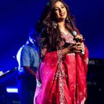 Shreya Ghoshal Instagram - Season’s greetings you all♥️🌺♥️ Outfit: @surbhivshah Jewellery: @azotiique Stylist: @stylebysaachivj Asst.: @styledbynikinagda @nehha_o