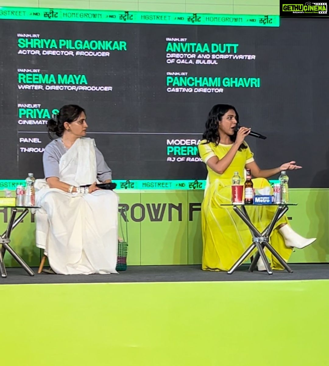 Shriya Pilgaonkar Instagram - Thank you for getting us together š„ @homegrownin @homegrownstreet @vpatra In conversation with these incredibly talented women at #HGstreet. - Wearing @bodicebodice Styled by @urvashishah99 Photographer @dieppj Hair @darshana.mule Richardson & Cruddas