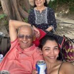 Shriya Pilgaonkar Instagram - It was my Ajoba’s childhood dream to see the world . This year at the age of 84, he completed 100 countries . Aai & I surprised him by turning up in the middle of a rainforest to join his century celebration 😊 He has been an inspiration not just to me , but to so many of those who have had the pleasure of being in his company and have heard his stories . Somebody who seeks to live life to the fullest and finds joy in everyday conversation , nature , art , music . Cheers to my favourite travel buddy & the best storyteller 💚🍻Your adventures have only just begun..🧿♥️🙏🏼👏🏼 तुम जियो हज़ारों साल ये मेरी है आरज़ू…