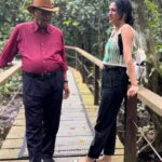 Shriya Pilgaonkar Instagram - It was my Ajoba’s childhood dream to see the world . This year at the age of 84, he completed 100 countries . Aai & I surprised him by turning up in the middle of a rainforest to join his century celebration 😊 He has been an inspiration not just to me , but to so many of those who have had the pleasure of being in his company and have heard his stories . Somebody who seeks to live life to the fullest and finds joy in everyday conversation , nature , art , music . Cheers to my favourite travel buddy & the best storyteller 💚🍻Your adventures have only just begun..🧿♥️🙏🏼👏🏼 तुम जियो हज़ारों साल ये मेरी है आरज़ू…