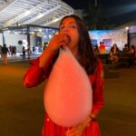 Shriya Pilgaonkar Instagram - I can never resist Buddhi ke baal 🤭 Baby Shriya thought this is what clouds tasted like . ☁️ Wearing @suketdhir