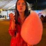 Shriya Pilgaonkar Instagram - I can never resist Buddhi ke baal 🤭 Baby Shriya thought this is what clouds tasted like . ☁️ Wearing @suketdhir
