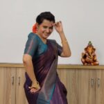 Shruthi Raj Instagram - Saree- @say_yes_india Here's to all those who struggle to get the perfect pleats, a ready-to-wear saree where the saree is Customized to your waist size and height also with enough adjustments in case you put on or reduce weight.