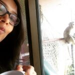 Shruti Bapna Instagram – My breakfast friend this morning! I was having my chai while he had an apple… Health freak hun! 🙈😆