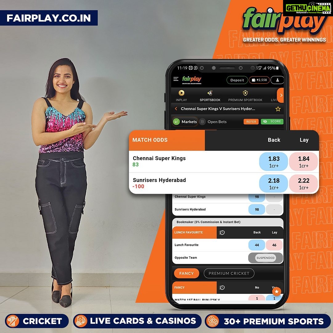 Siri Hanumanth Instagram - #ad Use Affiliate Code SIRI300 to get a 300% first and 50% second deposit bonus. Continue earning huge profits this IPL season only with FairPlay, India's best sports betting exchange. 🏆🏏Bet on every IPL match and get an exclusive 5% loss-back bonus. 💰🤑 Plus, enjoy free live streaming of every match (before TV). 📺👀 Don't miss out on the action and make smart bets with FairPlay. 😎 Instant Account Creation with a few clicks! 🤑300% 1st Deposit Bonus & 50% 2nd deposit bonus with FREE GOLD loyalty status - up to 9% Recharge/Redeposit Bonus lifelong! 💰5% lossback bonus on every IPL match. 😍 Best Loyalty Plan – Up to 10% Loyalty bonus. 🤝 15% referral bonus across FairPlay & Turnover Bonus as well! 👌 Best Odds in the market. Greater Odds = Greater Winnings! 🕒 24/7 Free Instant Withdrawals ⚡Fastest Settlements within 5mins Register today, win everyday 🏆 #IPL2023withFairPlay #IPL2023 #IPL #Cricket #T20 #T20cricket #FairPlay #Cricketbetting #Betting #Cricketlovers #Betandwin #IPL2023Live #IPL2023Season #IPL2023Matches #CricketBettingTips #CricketBetWinRepeat #BetOnCricket #Bettingtips #cricketlivebetting #cricketbettingonline #onlinecricketbetting . . @fairplay_india