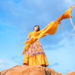 Sonalee Kulkarni Instagram - सोने जैसा…. 🧡 In the #goldencity #at the #goldenhour amidst the #goldensand wearing a #goldendress …….. Could there be any more #gold 🧡 #photoseries by @rafikollam_ Outfit by @tanishkweddingsaree Jewellery @shivshahi796 #sonaleekulkarni #desert #yellow #golden #jaisalmer #rajasthan Jaisalmer - The Golden City
