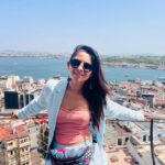 Sonalee Kulkarni Instagram - “Watching the constant beating of the wave of the east against the rock of west!” ~ #susanmoody #istanbul #eastmeetswest #asia #europe #bosphorus Views From the top of #galatatower #sonaleekulkarni #landscape Galata Tower - Istanbul, Turkey