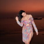 Sonnalli Seygall Instagram - She made love to the magic hour hoping it would turn into a year 💫 #sunsetlover #magichour Photograph: @dieppj Dress: @mandirawirkhq