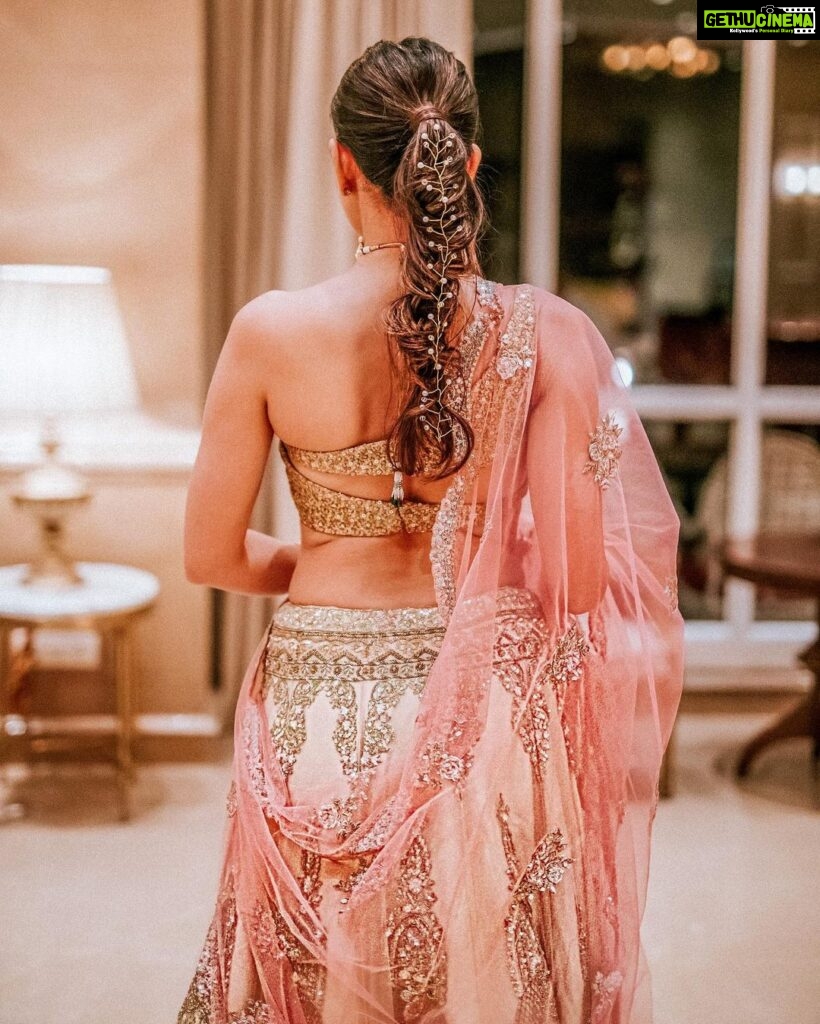 Sonnalli Seygall Instagram - Dear lehenga, u made me pose 🌹✨ Outfit: @pawanandpranav Jewellery: @anaqajewels Photograph: @the_wedding_files #pose #lehenga #weddingdiaries #traditionalvibes