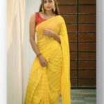 Sowmya Rao Nadig Instagram - Kindness is always fashionable, and always welcome. 🌻. #sowmyasharada #sowmyarao Costume & jewellery @laxmikrishnalabel #saree #sareelove #positivethinking #positivevibes #instapic #etvtelugu #zeetamil