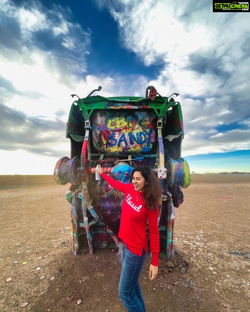 Vidhya Instagram - “You are the Artist of your own life. Don’t hand the paint brush to anyone else.” Happy New Year♥️ 📸 @imichael.1 Cadillac Ranch, Amarillo, Texas