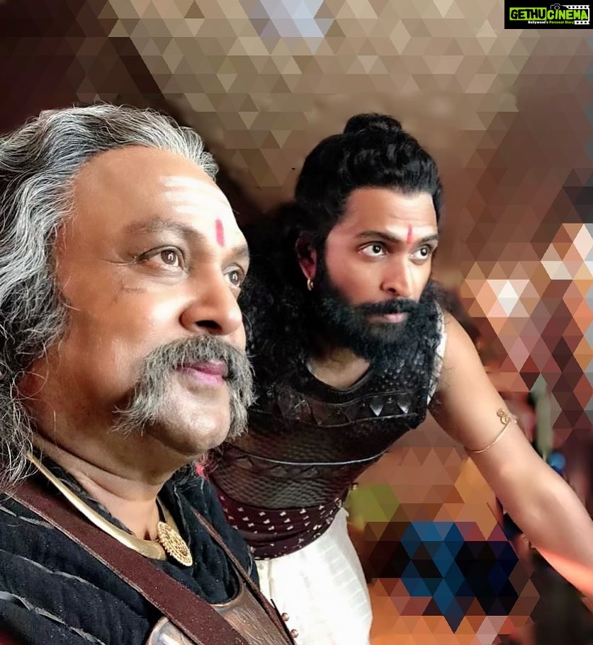 Vikram Prabhu - 3 Likes - Happy to have taken a pic in character. Grateful to have worked with my Hero for the first time!🙏😊
#Appa #kindest #Sweetest #Strongest #MyHero #ps2 #actorslife #behindthescenes #memories