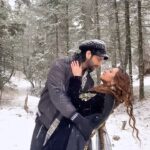 Aalisha Panwar Instagram - 🖤., .., . . . . Styling- @rimadidthat . #bts #shoot #throwback #kashmir #firstsnowfall #firstsnow @vineetrainaofficial