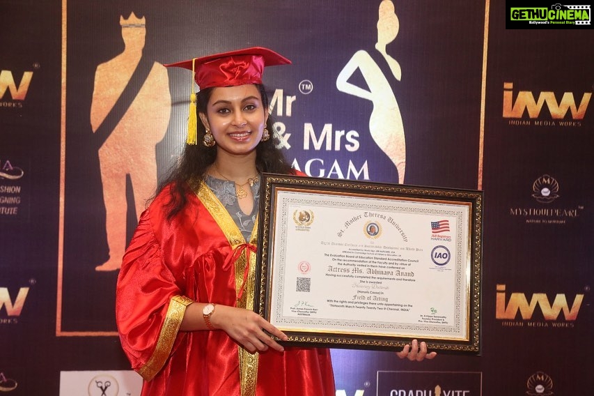Abhinaya Instagram - I am very delighted and excited to share that I have been awarded with DOCTOTRATE by St. Mother Theresa University. I am very honoured to have received such an esteemed award. I am very thankful to my family, friends and my dear FANS for all the support and trust you kept on me. Special thanks to Mr. John and Indian Media works.