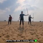 Aditi Balan Instagram – One of those days while we practice but also use it to show off in a reel. Also, early morning beach sessions are always lit. 
Thank you @_karikala_cholan_ @karikalan_silambam @vaibhav_murugesan