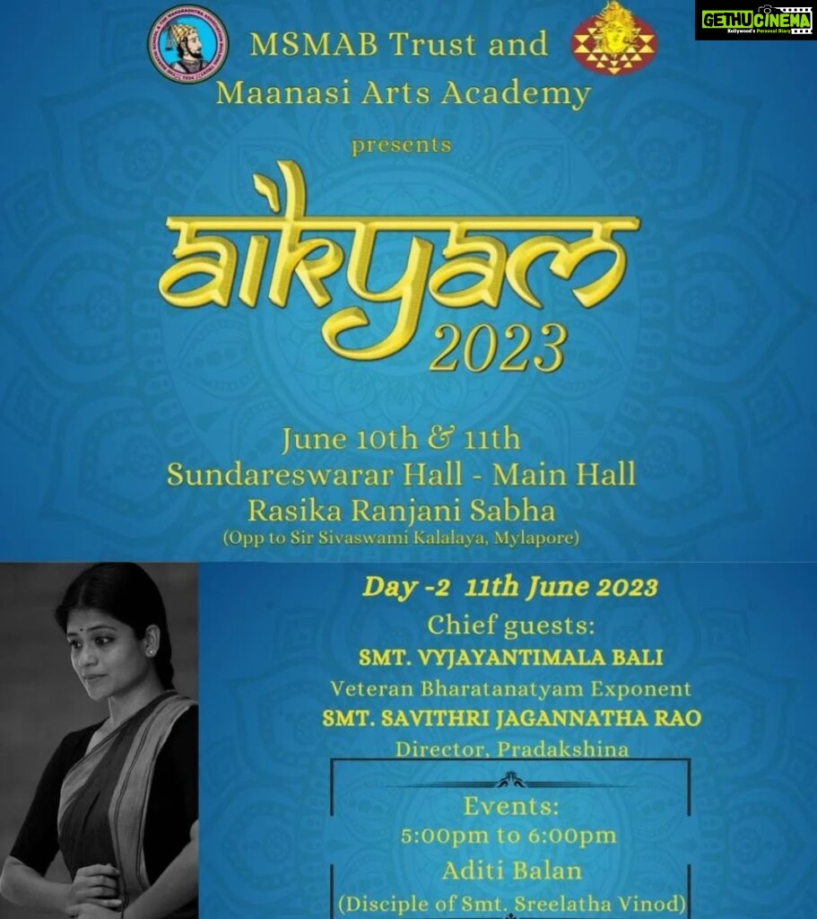Aditi Balan Instagram - Anthara is happy to invite you all for the performance of Aditi Balan in "aikyam 2023" organised by MSMAB Trust and Maanasi Arts Academy. All are welcome 🙏 . . #aditibalan #sreelathavinod #athenamadhu #anthara #danceinstitute #bharathanatyamdancers #bharathnatyamperformance #bharatanatyamchennai #chennaidancers Rasika Ranjani Sabha