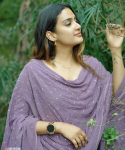 Aditi Ravi Instagram - ‘colours speak all languages’ 🔮 so lavender? see hashtags 💁🏻‍♀️ . . 📸 @axenture_media_official_ 👗 @house_of_shalabam nail @nails_by_rakhi #purity #silence #devotion #serenity #grace & #calmness !