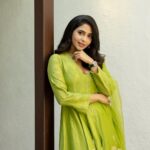 Aishwarya Lekshmi Instagram - Press Day Chennai 💚 Outfit : @devnaagri Styling : @stylebyami @garimagarg14 Jewellery: @kishandasjewellery Footwear : @crimzonworld Hair : @soverpukhrambam Pictures by : @kiransaphotography