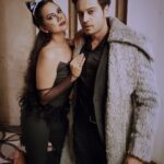 Akansha Chamola Instagram - When #Catwoman 🐈 meets #dracula 🧛 . . . . . . . . . .. . . . . . . . . . . . . . .. . .. . . . . . . #halloween🎃 #halloweenparty #dressup #cosplay #couplefashion #couplegoals #relationshipgoals #couplestyle #coupleofinstagram #gauravkhanna #Mr&Mrs.khanna #fashiondiaries #instamakeup #instalook #instahair #stylegram
