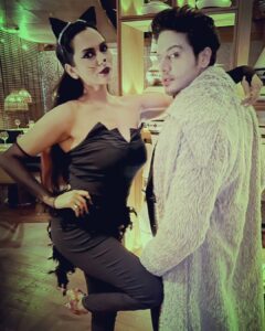Akansha Chamola Instagram - When #Catwoman 🐈 meets #dracula 🧛
.
.
.
.
.
.
.
.
.
..
.
.
.
.
.
.
.
.
.
.
.
.
.
..
.
..
.
.
.
.
.
.
#halloween🎃 #halloweenparty #dressup #cosplay #couplefashion #couplegoals #relationshipgoals #couplestyle #coupleofinstagram #gauravkhanna #Mr&Mrs.khanna #fashiondiaries #instamakeup #instalook #instahair #stylegram