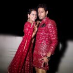 Akansha Chamola Instagram - 🙏Karwachauth ki hardik shubhkamnaye 🙏 Wearing @the_adhya_designer . . . . . . . . . . . . . . #gauravkhanna #bridalcouture #karwachauth #couplefashion #couplegram #couplegoals #twinning #fashiondiaries #indianfestivities #dressup #lehenga #redlehenga #redmonth #marriedlife #lovehim #instacute #instastylish #couplestyle